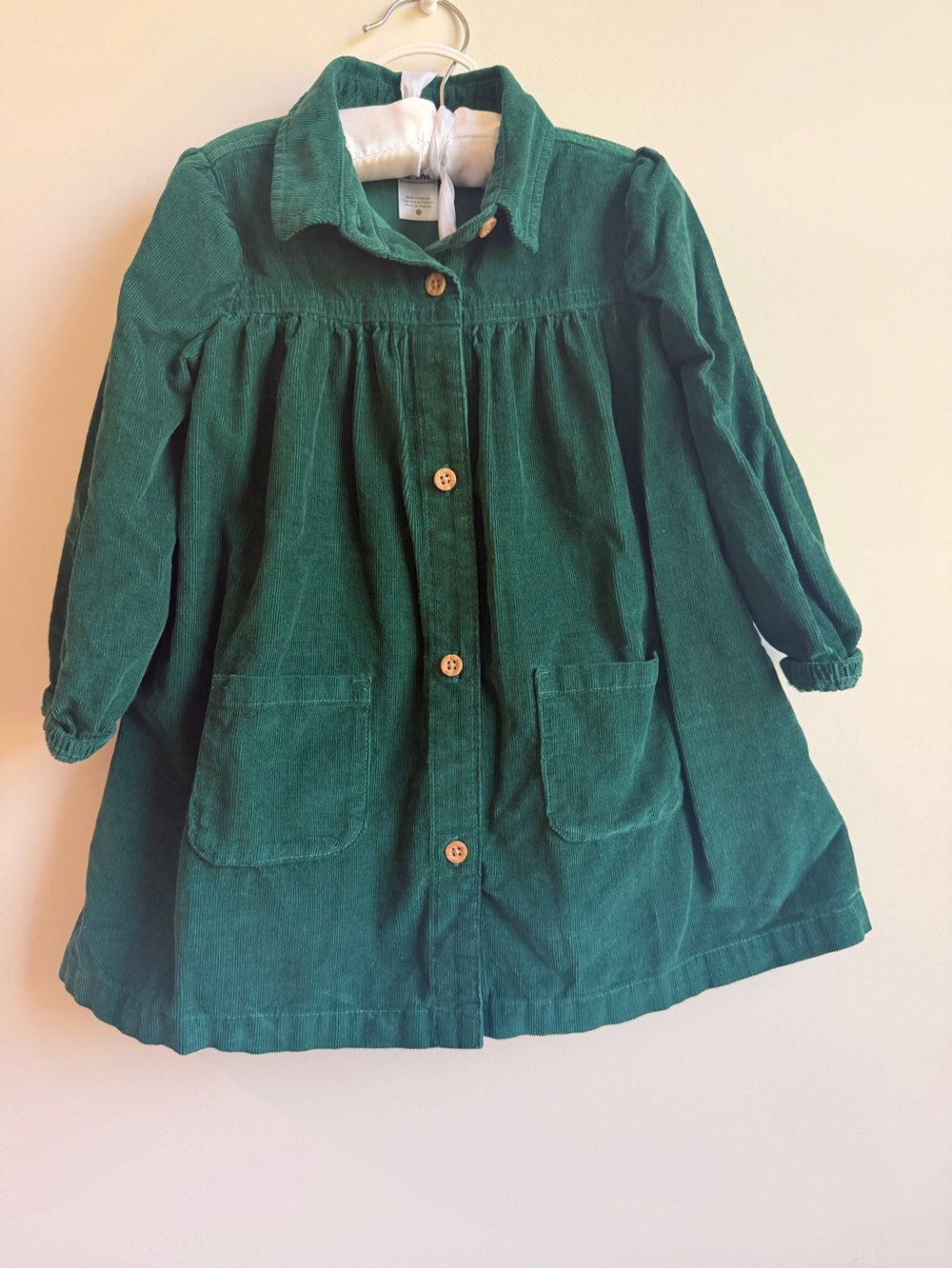 Carter's Deep Green Corduroy Button-Front Dress with bloomers
